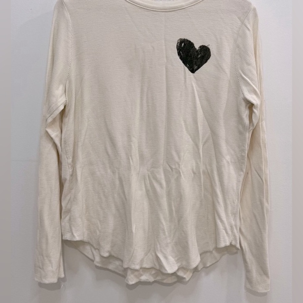 Ever eve thermal white long sleeve heart top brand new with tag!